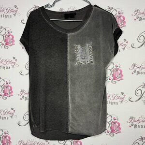 Elissia tshirt sparkly diamond bling shimmer thread 2 tone suede and soft fabric